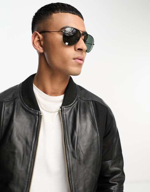 Jack Jones Lunettes de soleil aviateur oversize Noir ASOS