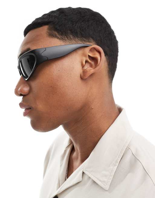 Jack & Jones - Lunettes de soleil enveloppantes de sport - Noir mat, 3 de 4