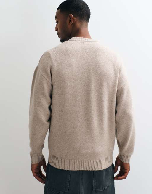 Jack & Jones luźny sweter z puszystej dzianiny w beżu, 4 z 5