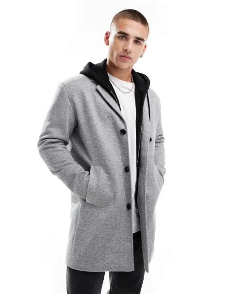 Jack & Jones - Lys gråmeleret overfrakke i jersey - view 1