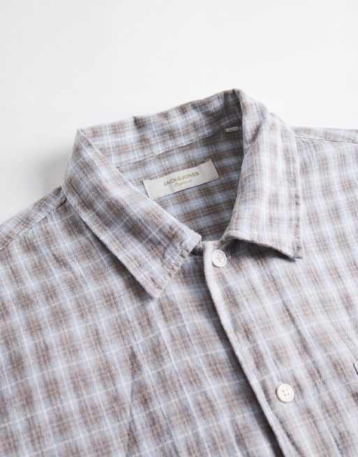 Jack & Jones - Lyseblå langærmet skjorte i bomuld med tern, 8 af 9