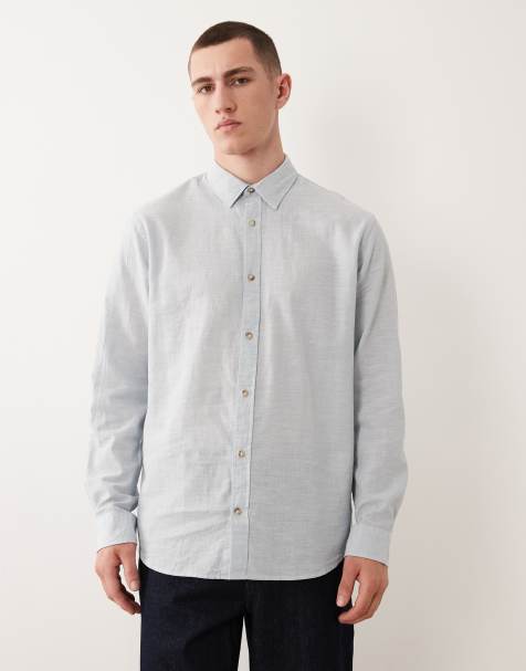 Jack & Jones - Lyseblå skjorte med korte ærmer i hørblanding - view 1