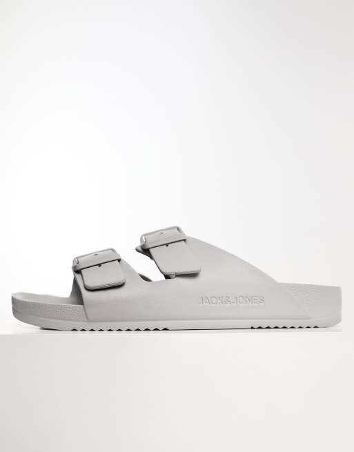 Jack & Jones - Lysegrå formstøbte sandaler med dobbelt strop , 4 af 4