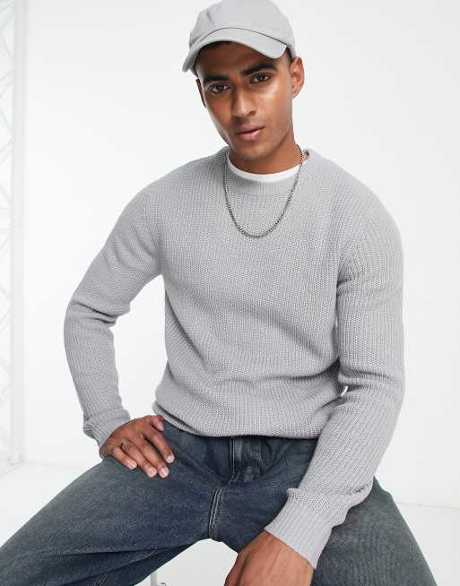 Jack & Jones - Maglione girocollo, colore grigio chiaro mélange
