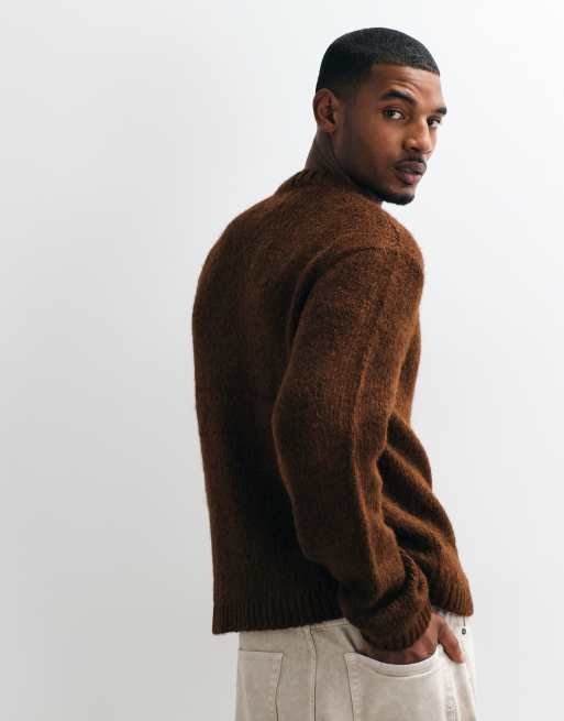Jack & Jones maglione oversize in marrone ruggine, 4 di 5