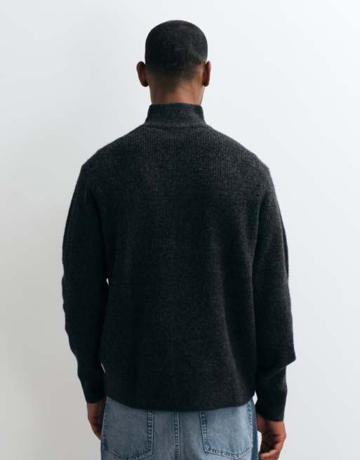 Jack & Jones maglione oversize morbido con mezza zip nero, 5 di 10