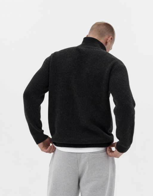 Jack & Jones maglione oversize morbido con mezza zip nero, 8 di 10