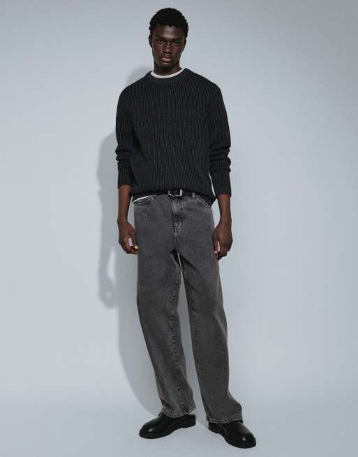 Jack & Jones - Maglione oversize nero a coste spesse, 2 di 7
