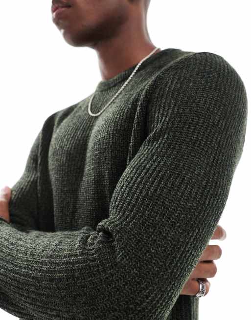 Jack & Jones - Maglione oversize pesante in filato misto verde scuro , 2 di 4