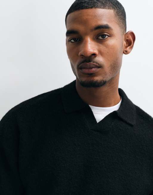 Jack & Jones maglione polo oversize morbido nero, 2 di 5