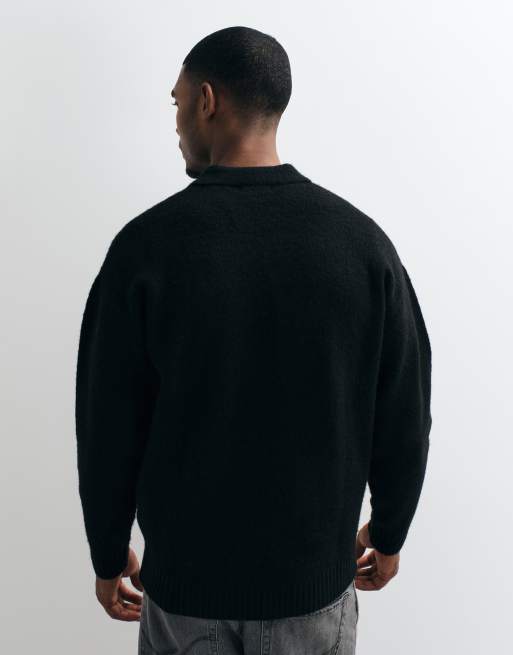 Jack & Jones maglione polo oversize morbido nero, 5 di 5