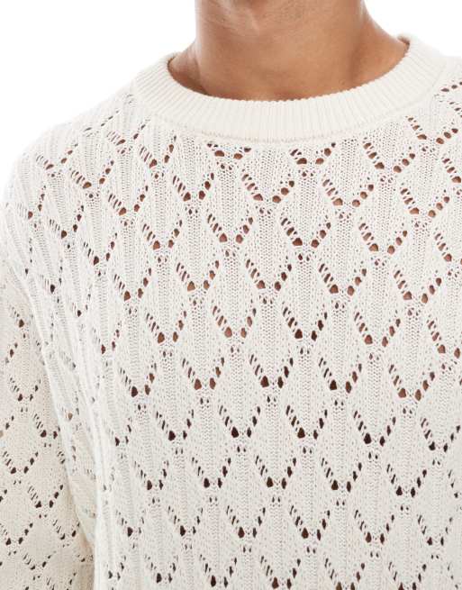 Jack & Jones - Maglione traforato color crema, 2 di 5