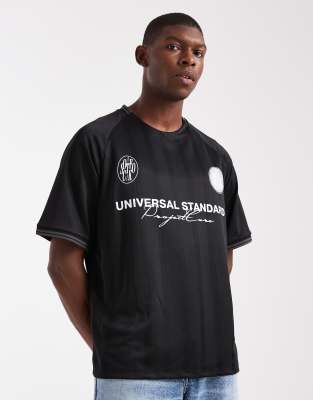 Jack & Jones - Maillot de football oversize avec imprimé Project Core - Noir