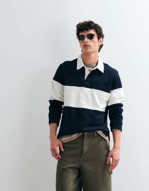 Jack & Jones - Maillot de rugby effet color block - Bleu marine et blanc, 4 de 5