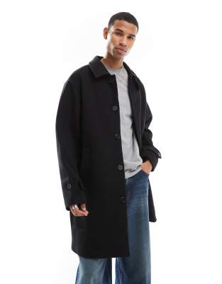 Jack & Jones - Manteau oversize en laine mélangée - Noir - view 1