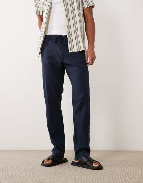 Jack & Jones – Marinblå byxor i linnemix - view 1