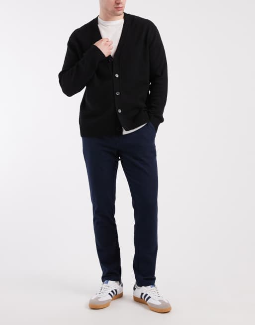 Jack & Jones – Marinblå, fiskbensmönstrade chinos med smal passform, 2 av 5