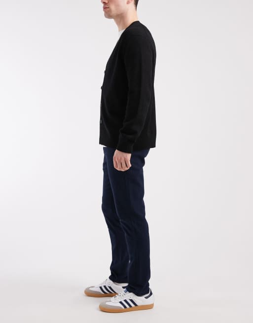 Jack & Jones – Marinblå, fiskbensmönstrade chinos med smal passform, 3 av 5