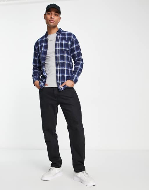 Jack & Jones – Marinblå, rutig skjorta med lång ärm, 3 av 4