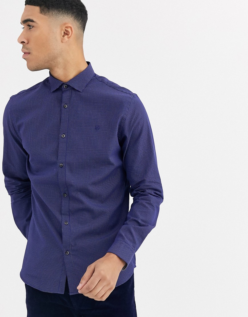 Jack & Jones – Marinblå skjorta med lång ärm och smal passform