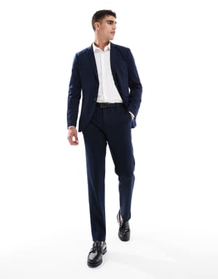 Jack & Jones – Marinblå, smala kostymbyxor i jersey - view 1