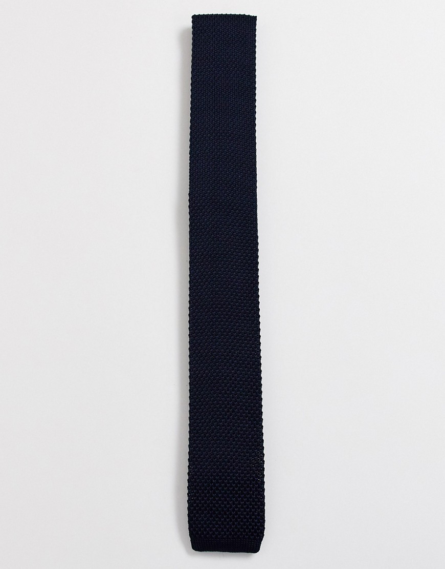 Jack & Jones – Marinblå stickad slips i återvunnen polyester