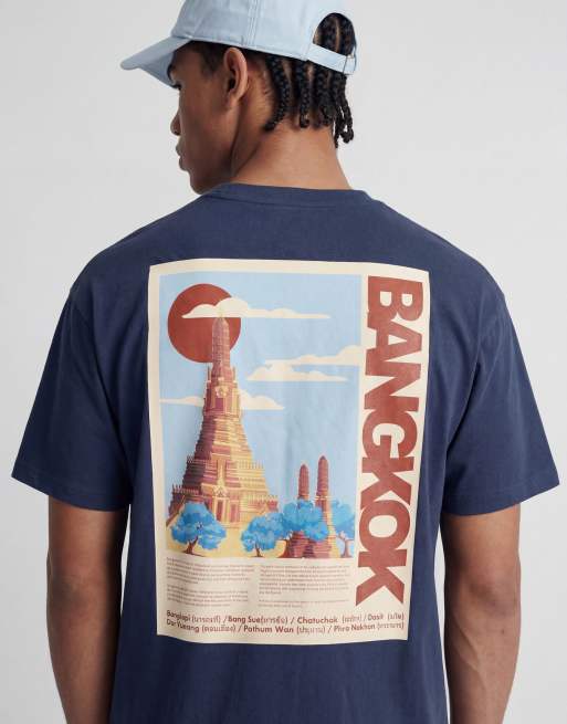 Jack & Jones – Marinblå t-shirt i oversize med Bangkok-tryck baktill, 2 av 5