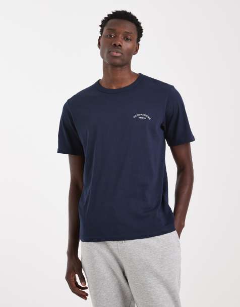 Jack & Jones – Marinblå t-shirt i regular fit med logga - view 1