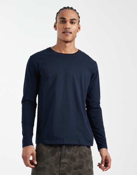Jack & Jones – Marinblå t-shirt med långa ärmar - view 1