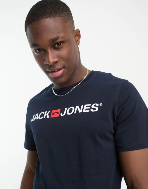 Jack & Jones – Marinblå t-shirt med logga