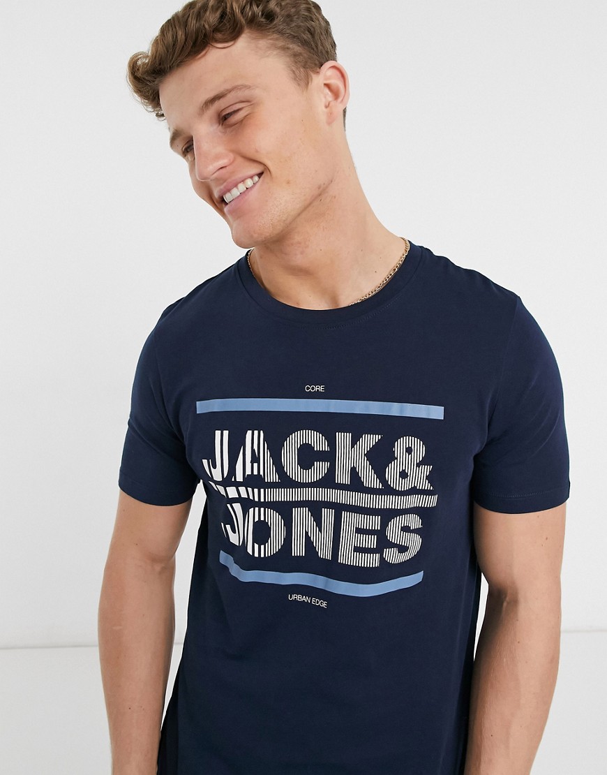 Jack & Jones – Marinblå t-shirt med rund halsringning