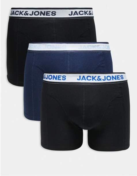 Jack & Jones – Marinblå trunks med färgat midjeband, 3-pack - view 1