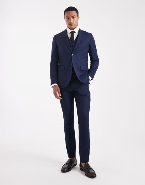 Jack & Jones – Marinblå yllekostym med supersmal passform - view 1