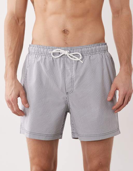 Jack & Jones - Marineblå badeshorts med striber i bæk-og-bølge-stof, 4 af 5