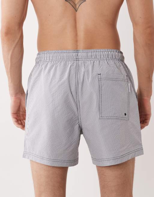 Jack & Jones - Marineblå badeshorts med striber i bæk-og-bølge-stof, 5 af 5