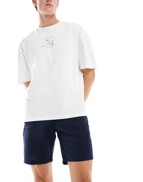Jack & Jones - Marineblå chinoshorts i hørblanding - view 1