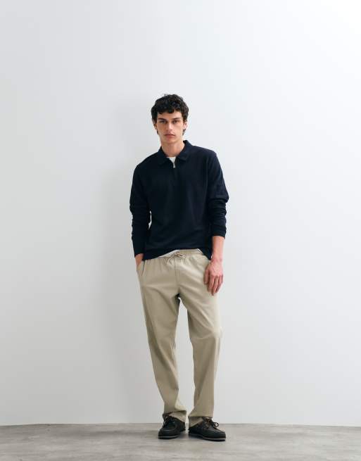 Jack & Jones - Marineblå langærmet polo med lynlås, 2 af 5