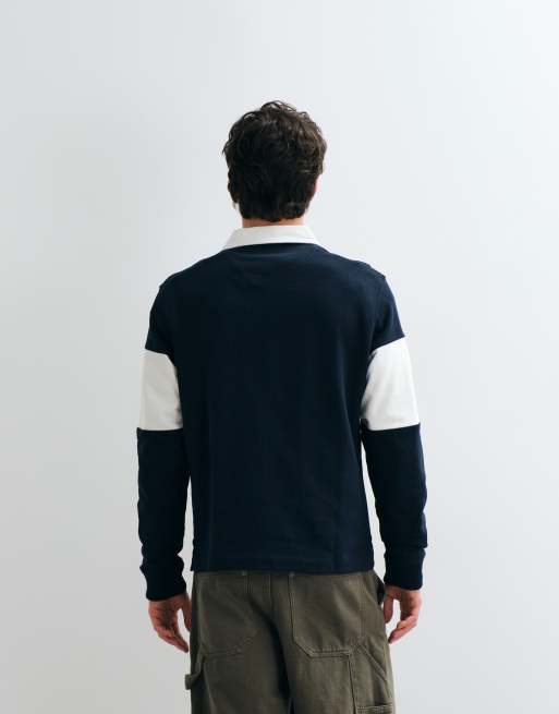 Jack & Jones - Marineblå og hvid rugby-top med farveblok-design, 5 af 5