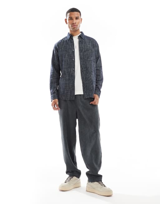Jack & Jones - Marineblå stribet skjorte med tekstur, 4 af 4