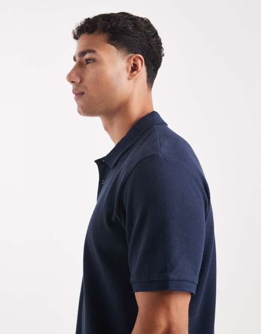 Jack & Jones - Marineblå tekstureret polo, 4 af 5