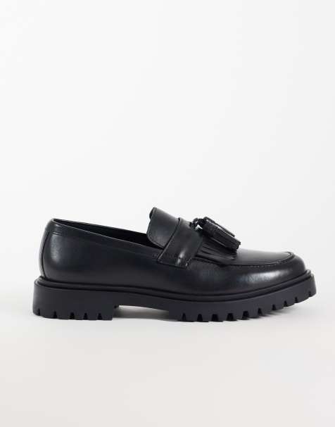 Jack & Jones masywne loafersy z frędzlami w czerni - view 1