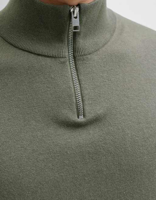 Jack & Jones med kvart lynlås i vetiver, 5 af 7