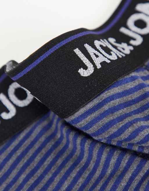 Jack & Jones – Melerade trunks med ränder och logga, 3-pack, 3 av 4