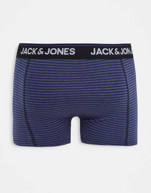 Jack & Jones – Melerade trunks med ränder och logga, 3-pack, 4 av 4