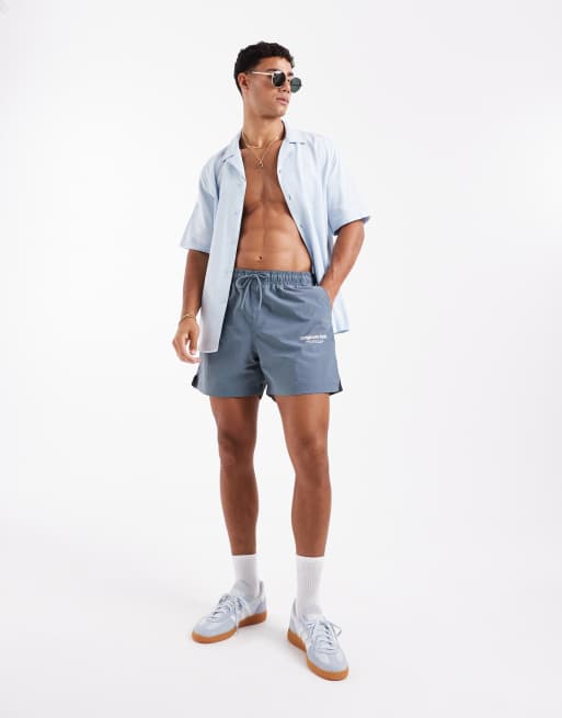 Jack & Jones - Mellemblå badeshorts med originalt logo, 2 af 4