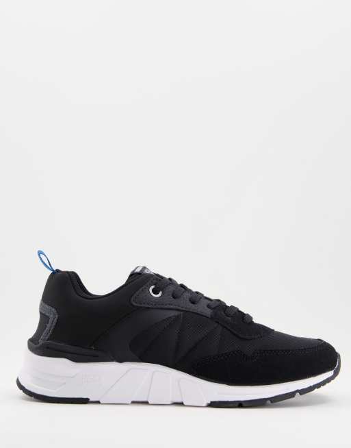 Jack & Jones mesh panel trainer with chunky sole in black | ASOS