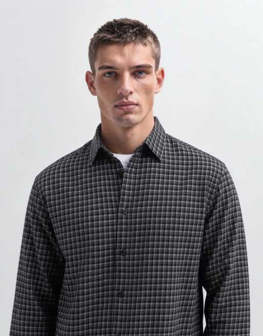 Jack & Jones micro check flannel shirt in black, 8 of 10