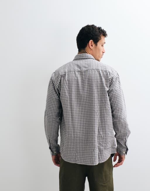 Jack & Jones micro check flannel shirt in cream and black, 5 of 5