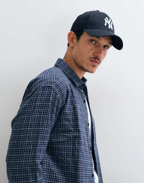 Jack & Jones micro check flannel shirt in navy - view 1