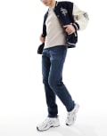 [Jack & Jones] Jack & Jones Mike tapered jeans in dark blue wash W29 L34 Blue Denim